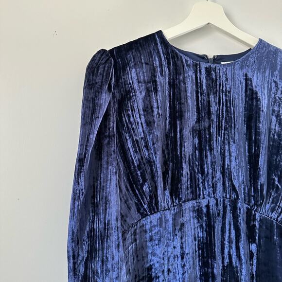 & Other Stores Crushed Velvet Navy Blue Mini Dress size 10 - Picture 7 of 13